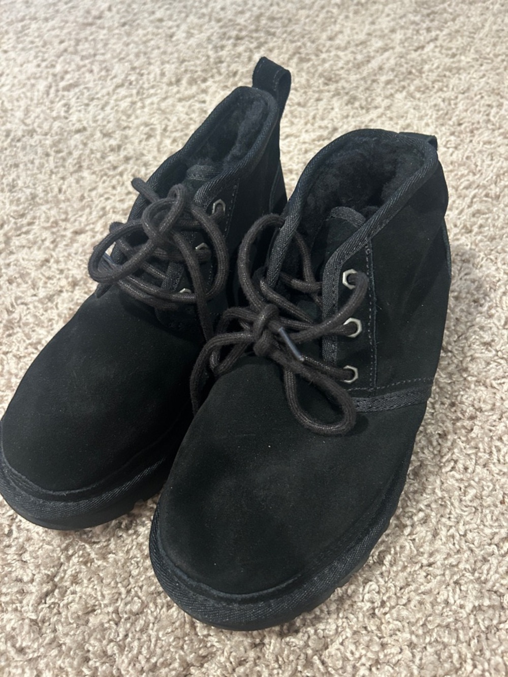 UGG Black Suede Lace-Up Ankle Boots